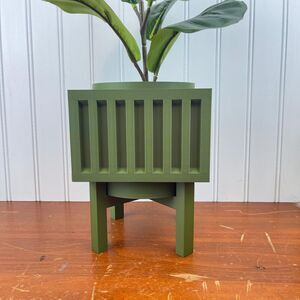 Larix Planter Pot, Indoor Planter w/ Drainage Hole and Drip Tray